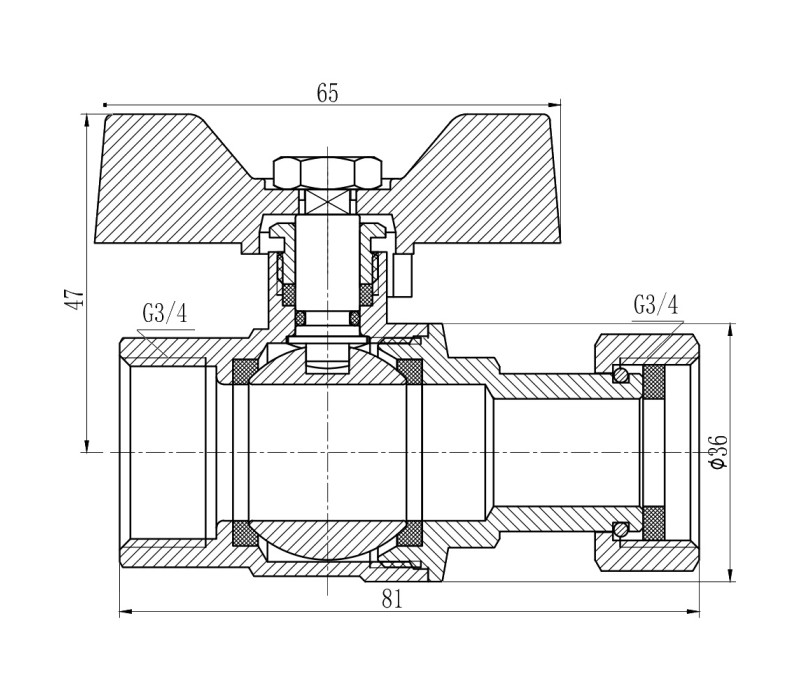 Кран кульовий з накидною гайкою SD Forte 3/4" ВР для води прямий SF260W20 SD00021093