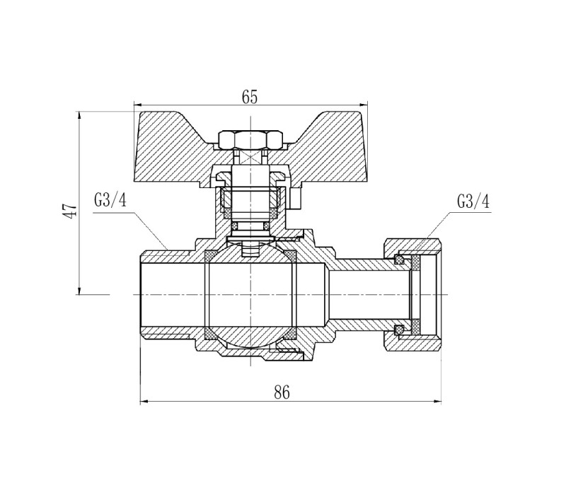 Кран кульовий з накидною гайкою SD Forte 3/4" ВЗ для води прямий SF261W20 SD00021095
