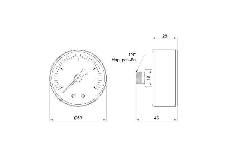 Манометр Icma 1/4" 0-4 бар, заднє підключення №243 SD00021113