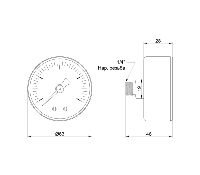 Манометр Icma 1/4" 0-4 бар, заднє підключення №243 SD00021113 Манометр Icma 1/4" 0-4 бар, заднє підключення №243 SD00021113