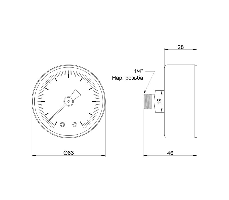 Манометр Icma 1/4" 0-10 бар, заднє підключення №243 SD00021117 Манометр Icma 1/4" 0-10 бар, заднє підключення №243 SD00021117