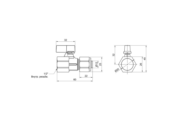 Кран шаровой обжимной SD Forte 16х1/2" ВР SF264W15 SD00021118