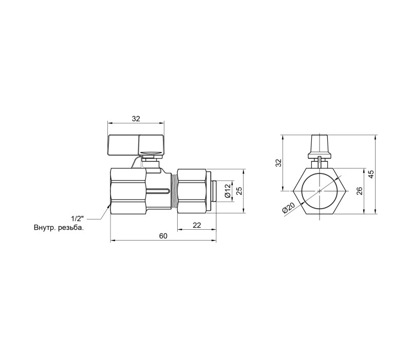 Кран шаровой обжимной SD Forte 16х1/2" ВР SF264W15 SD00021118 Кран шаровой обжимной SD Forte 16х1/2" ВР SF264W15 SD00021118
