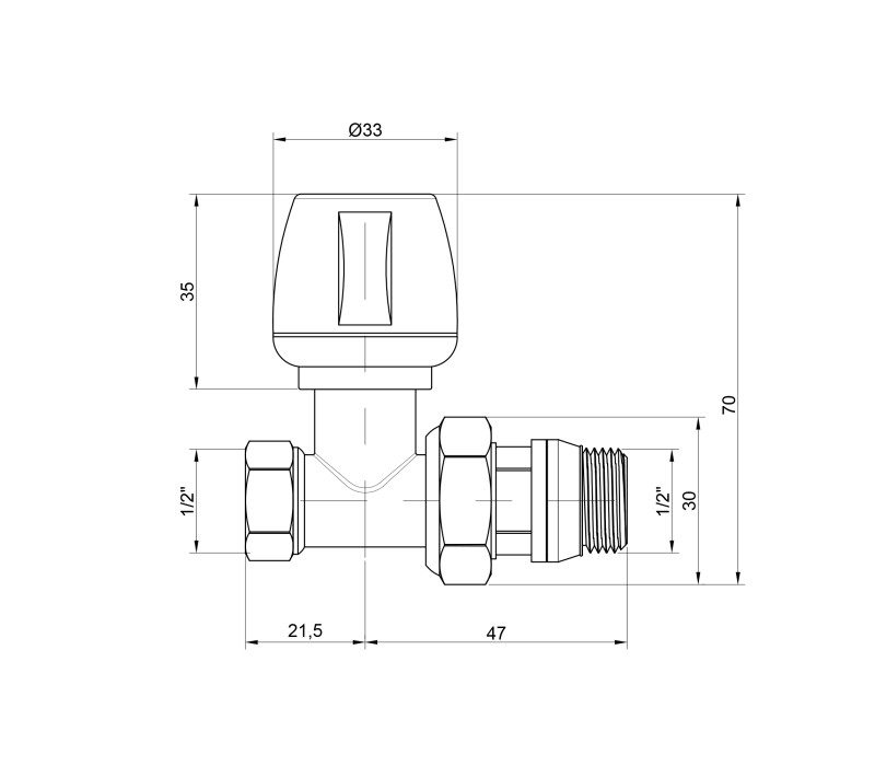 Кран радиаторный Icma 1/2" с антипротечкой прямой №813+940 SD00021129 Кран радиаторный Icma 1/2" с антипротечкой прямой №813+940 SD00021129