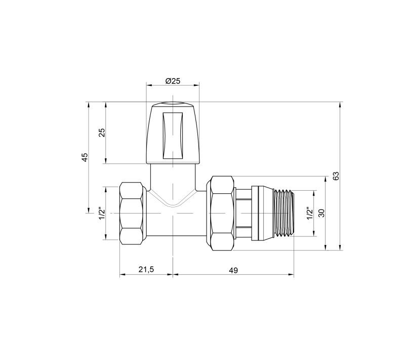 Кран радиаторный Icma 1/2" с антипротечкой прямой без ручки №815+940 SD00021130 Кран радиаторный Icma 1/2" с антипротечкой прямой без ручки №815+940 SD00021130