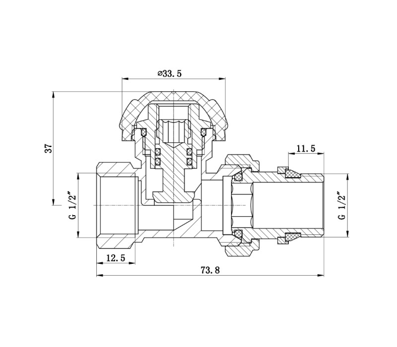 Кран радіаторний SD Forte Powerful 1/2" з антипротіканням прямий SF231W15 SD00021136