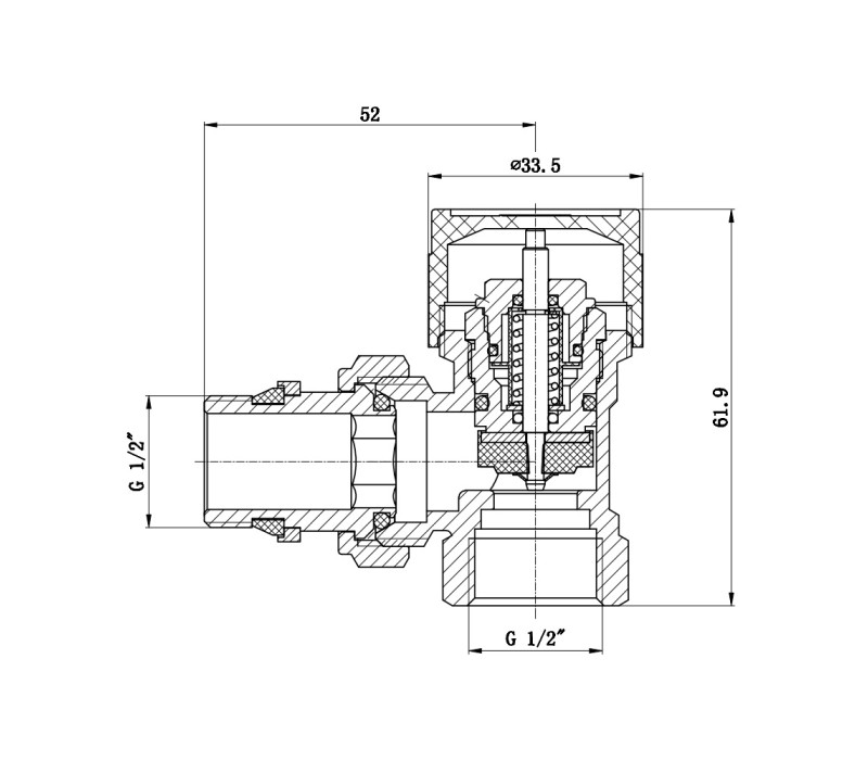 Клапан термостатический SD Forte 1/2" с антипротечкой для радиатора угловой SF238W15 SD00021143