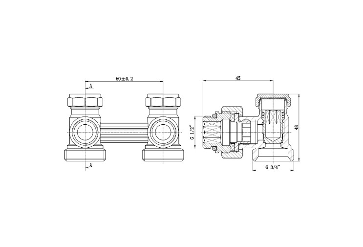 Кран буксовый SD Forte 3/4"х1/2" для радиатора нижний угловой SF252W15 SD00021149