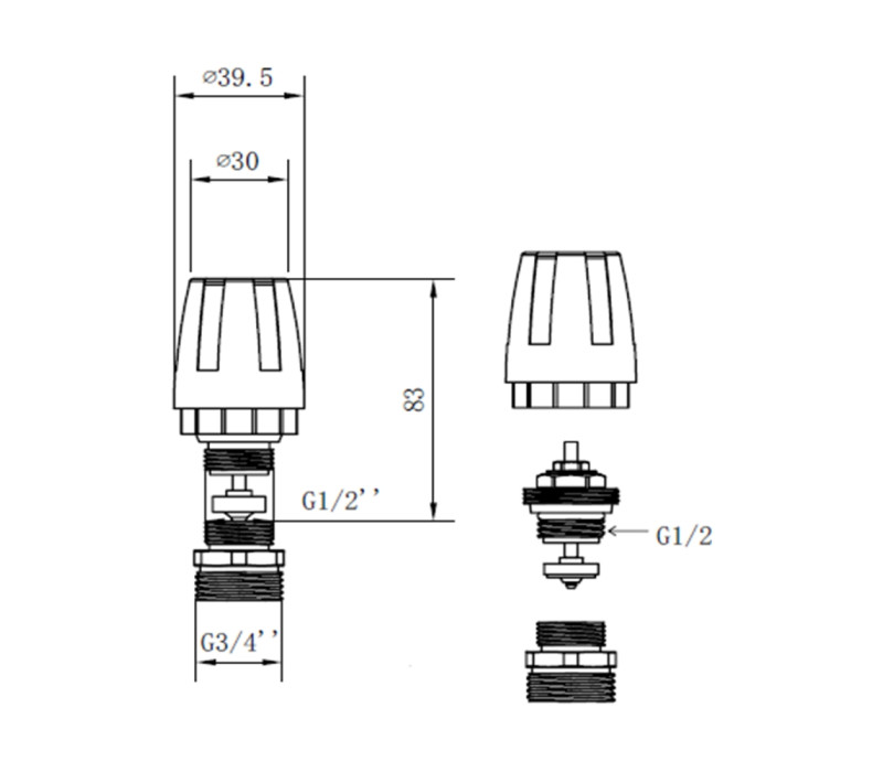 Кран термостатический SD Forte 1/2"х3/4" для коллектора SFE009 SD00021202
