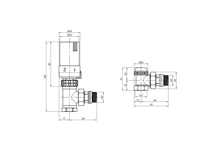 Комплект термостатический SD Plus 1/2" для радиатора угловой SD352W15 SD00021320 Комплект термостатический SD Plus 1/2" для радиатора угловой SD352W15 SD00021320