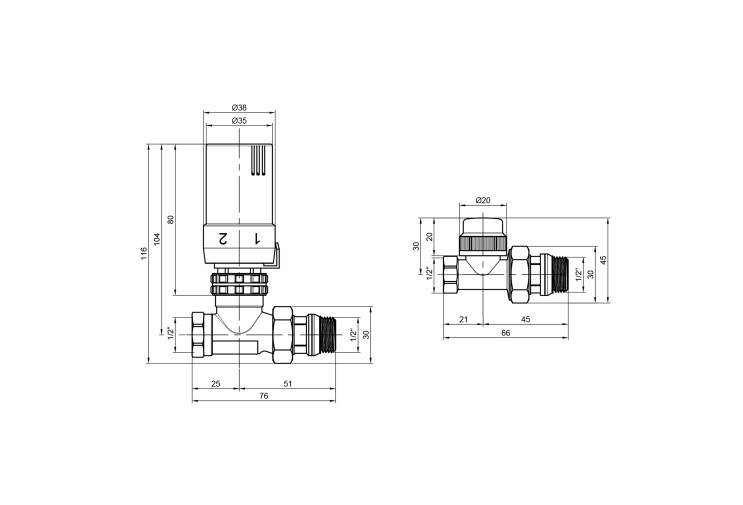Комплект термостатический SD Plus 1/2" для радиатора прямой SD353W15 SD00021321 Комплект термостатический SD Plus 1/2" для радиатора прямой SD353W15 SD00021321