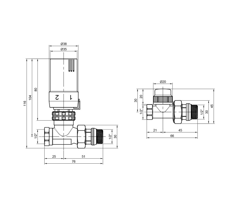 Комплект термостатический SD Plus 1/2" для радиатора прямой SD353W15 SD00021321 Комплект термостатический SD Plus 1/2" для радиатора прямой SD353W15 SD00021321