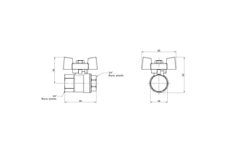 Кран шаровой SD Plus 3/4" ВР для воды (бабочка) SD602NW20PN40 SD00021324 Кран шаровой SD Plus 3/4" ВР для воды (бабочка) SD602NW20PN40 SD00021324