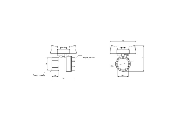 Кран шаровой SD Plus 1" ВР для воды (бабочка) SD602NW25PN40 SD00021325 Кран шаровой SD Plus 1" ВР для воды (бабочка) SD602NW25PN40 SD00021325
