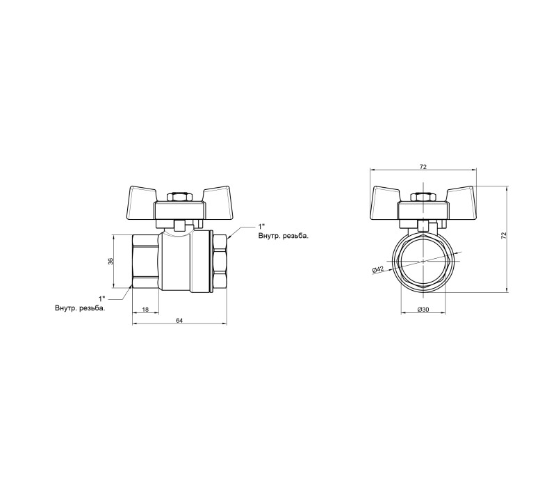 Кран шаровой SD Plus 1" ВР для воды (бабочка) SD602NW25PN40 SD00021325 Кран шаровой SD Plus 1" ВР для воды (бабочка) SD602NW25PN40 SD00021325