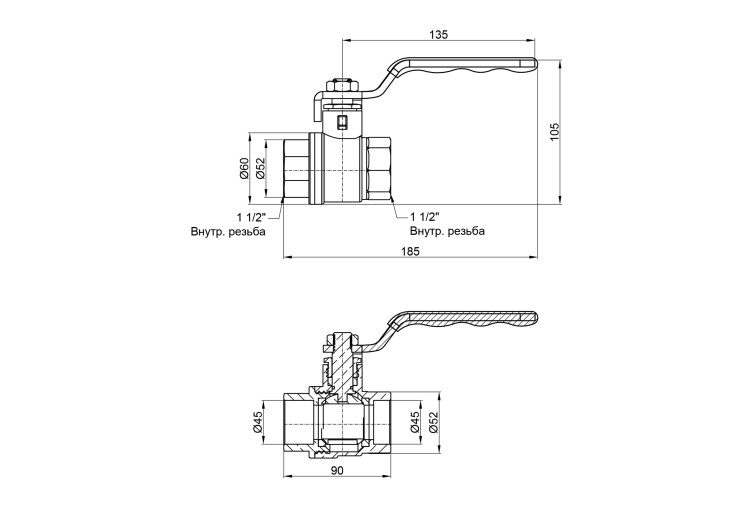 Кран шаровой SD Plus 1" 1/2 ВР для воды (рычаг) SD600NW40PN40 SD00021330 Кран шаровой SD Plus 1" 1/2 ВР для воды (рычаг) SD600NW40PN40 SD00021330