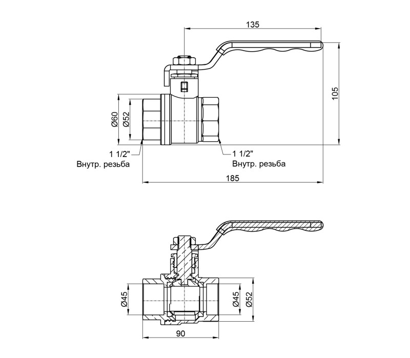 Кран шаровой SD Plus 1" 1/2 ВР для воды (рычаг) SD600NW40PN40 SD00021330 Кран шаровой SD Plus 1" 1/2 ВР для воды (рычаг) SD600NW40PN40 SD00021330