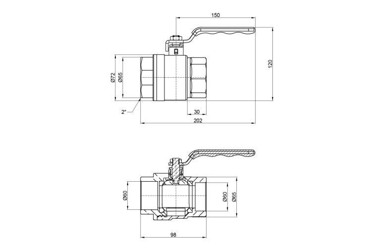 Кран шаровой SD Plus 2" ВР для воды (рычаг) SD600NW50PN40 SD00021331 Кран шаровой SD Plus 2" ВР для воды (рычаг) SD600NW50PN40 SD00021331