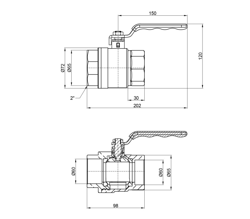 Кран шаровой SD Plus 2" ВР для воды (рычаг) SD600NW50PN40 SD00021331 Кран шаровой SD Plus 2" ВР для воды (рычаг) SD600NW50PN40 SD00021331