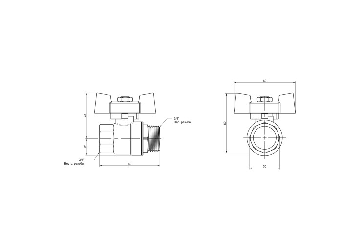 Кран шаровой SD Plus 3/4" ВН для воды (бабочка) SD607NW20PN40 SD00021333 Кран шаровой SD Plus 3/4" ВН для воды (бабочка) SD607NW20PN40 SD00021333