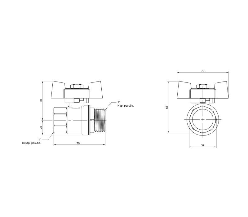Кран шаровой SD Plus 1" ВН для воды (бабочка) SD607NW25PN40 SD00021334 Кран шаровой SD Plus 1" ВН для воды (бабочка) SD607NW25PN40 SD00021334