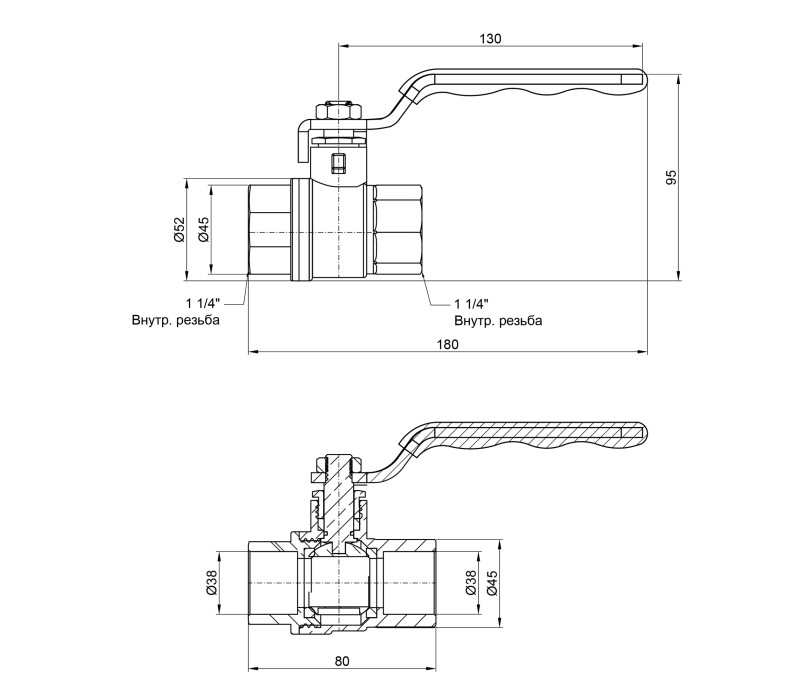 Кран шаровой SD Plus 1" 1/4 ВН для воды (рычаг) SD605NW32PN40 SD00021338 Кран шаровой SD Plus 1" 1/4 ВН для воды (рычаг) SD605NW32PN40 SD00021338