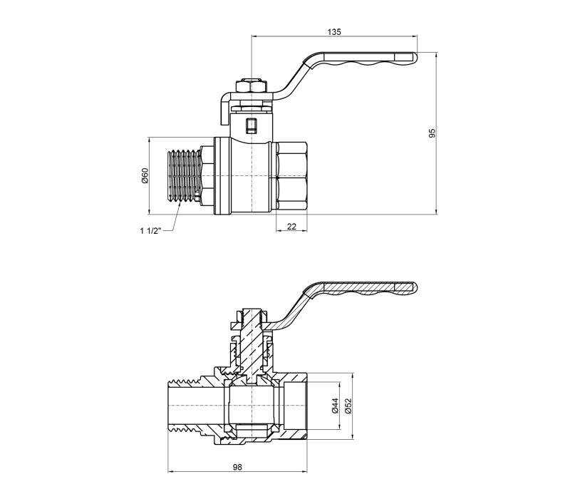 Кран шаровой SD Plus 1" 1/2 ВН для воды (рычаг) SD605NW40PN40 SD00021339 Кран шаровой SD Plus 1" 1/2 ВН для воды (рычаг) SD605NW40PN40 SD00021339