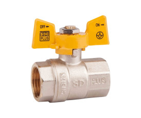 Кран кульовий SD Plus 1/2" ВР для газу (метелик) SD602NG15PN40 Кран кульовий SD Plus 1/2" ВР для газу (метелик) SD602NG15PN40