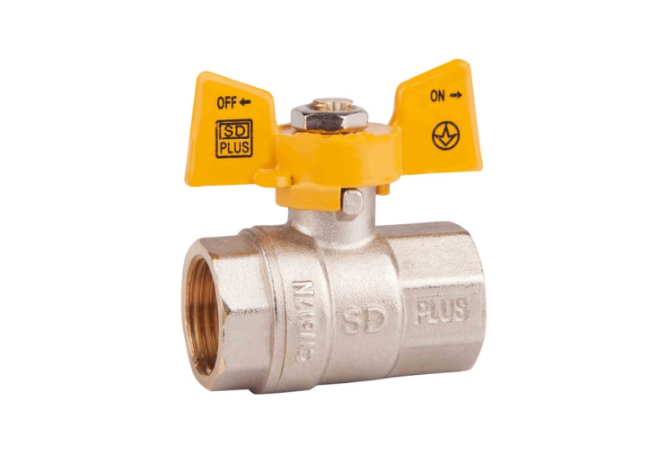 Кран шаровой SD Plus 1/2" ВР для газа (бабочка) SD602NG15PN40 SD00021341