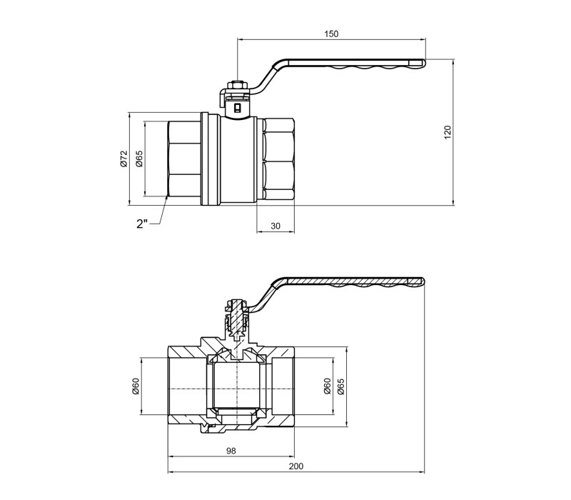 Кран шаровой SD Plus 2" ВР для газа (рычаг) SD600NG50PN40 SD00021346 Кран шаровой SD Plus 2" ВР для газа (рычаг) SD600NG50PN40 SD00021346