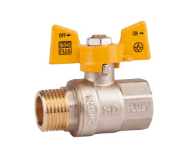 Кран шаровой SD Plus 1/2" ВН для газа (бабочка) SD607NG15PN40