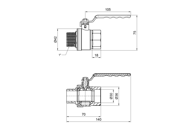 Кран шаровой SD Plus 1" ВН для газа (рычаг) SD605NG25PN40 SD00021351