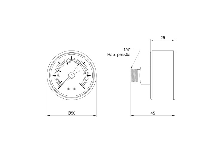 Манометр SD Plus 6 бар 1/4" , заднє підмикання SD1716B SD00021359