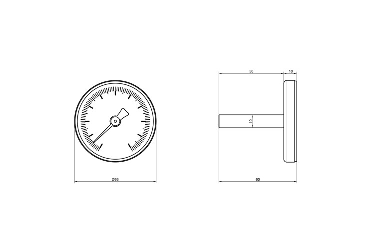 Термометр SD Plus 120ºC 63 мм 1/2", заднє підмикання SD17440MM SD00021365