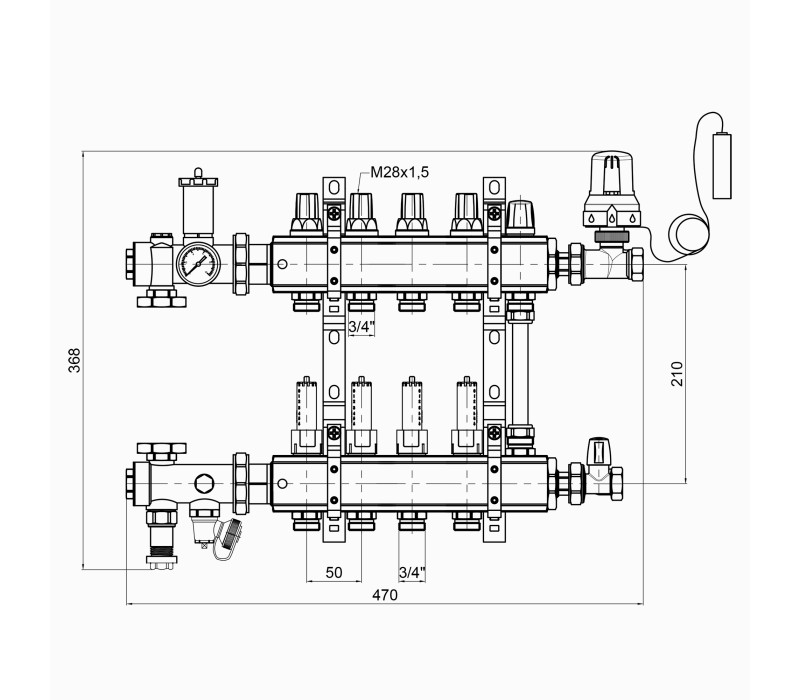Колекторна група Icma 3/4" 4 виходи, з витратоміром №A2K013 SD00021927 Колекторна група Icma 3/4" 4 виходи, з витратоміром №A2K013 SD00021927