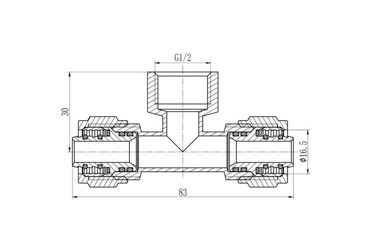 Тройник обжимной SD Forte 16х1/2"х16 ВР SF177W161516 SD00022055 Тройник обжимной SD Forte 16х1/2"х16 ВР SF177W161516 SD00022055