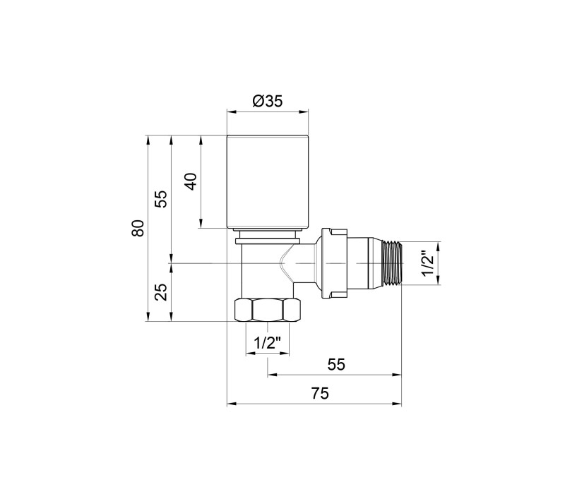 Кран радіаторний Icma 1/2" з антипротіканням кутовий №1112 SD00022528