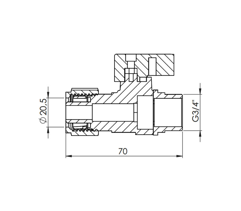 Кран кульовий обтискний SD Forte 20х3/4" ЗР SF262W20 SD00023058