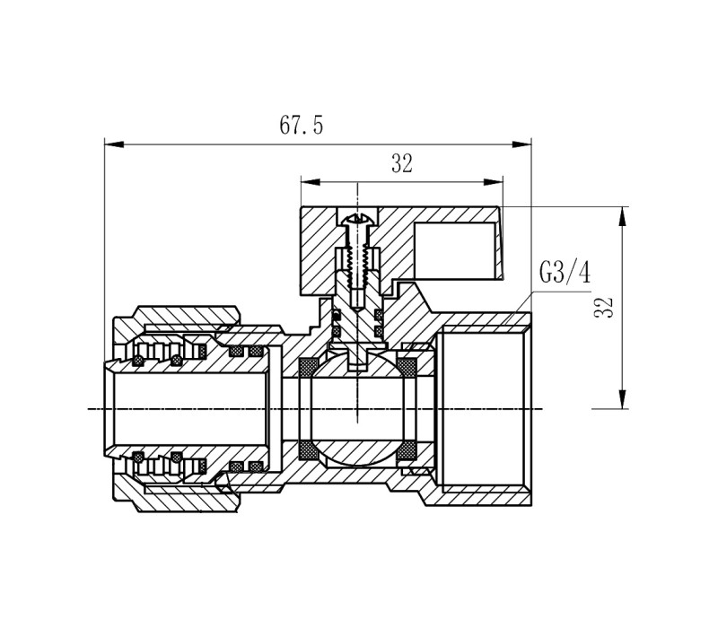 Кран кульовий обтискний SD Forte 20х3/4" ВР SF264W20 SD00023060