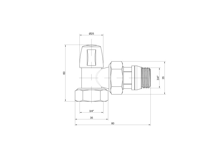 Кран радиаторный Icma 3/4" с антипротечкой угловой без ручки №805+940 SD00023708 Кран радиаторный Icma 3/4" с антипротечкой угловой без ручки №805+940 SD00023708