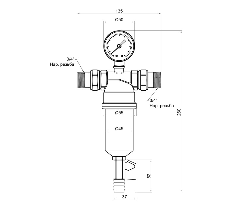 Фільтр самопромивний SD Forte 3/4" для води SF127W20 SD00025317