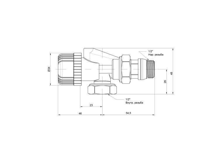 Вентиль двухугловой Icma 1/2" ВН №878 SD00025616