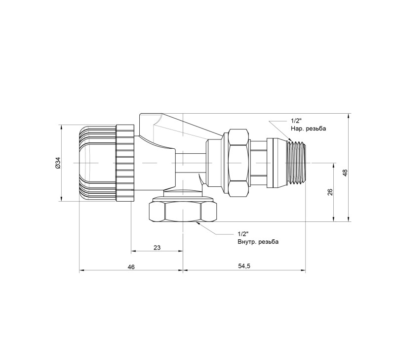Вентиль двухугловой Icma 1/2" ВН №878 SD00025616 Вентиль двухугловой Icma 1/2" ВН №878 SD00025616