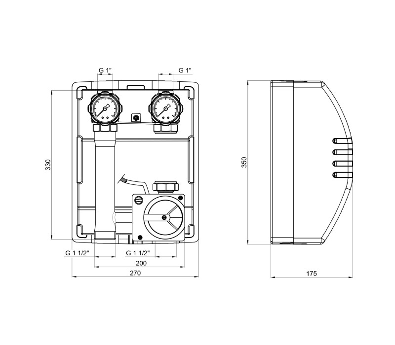 Насосна група Icma 1" 1/2х1" підключення справа, без насоса №R001 SD00029172 Насосна група Icma 1" 1/2х1" підключення справа, без насоса №R001 SD00029172