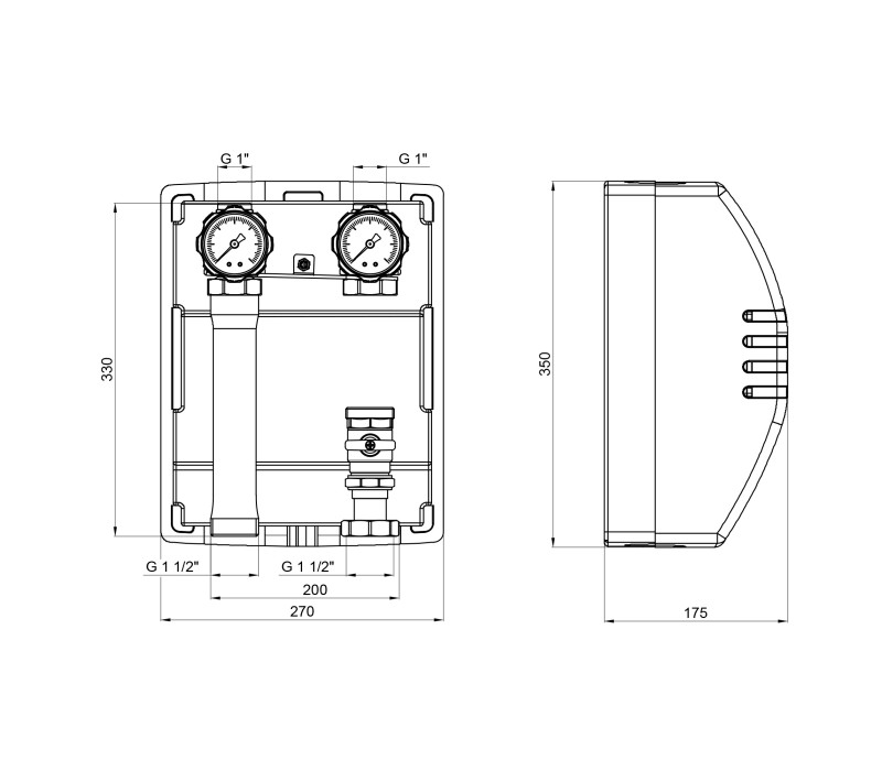 Насосная группа Icma 1" 1/2х1" подключение справа, без насоса №R003 SD00029179