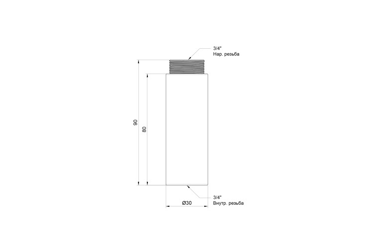 Удлинитель SD Plus 80х3/4" хром SD1302080 SD00030278 Удлинитель SD Plus 80х3/4" хром SD1302080 SD00030278