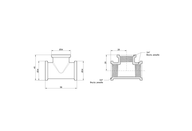Тройник Icma 3/4" ВР №1202 SD00030435