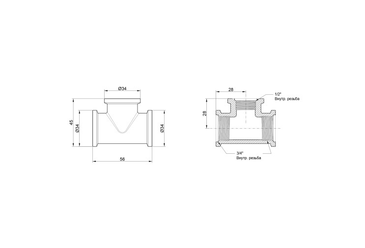 Тройник Icma 3/4"х1/2"х3/4" ВР №1203 SD00030441 Тройник Icma 3/4"х1/2"х3/4" ВР №1203 SD00030441