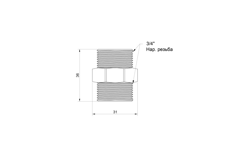 Ніпель Icma 3/4" ЗР №1210 SD00030445 Ніпель Icma 3/4" ЗР №1210 SD00030445