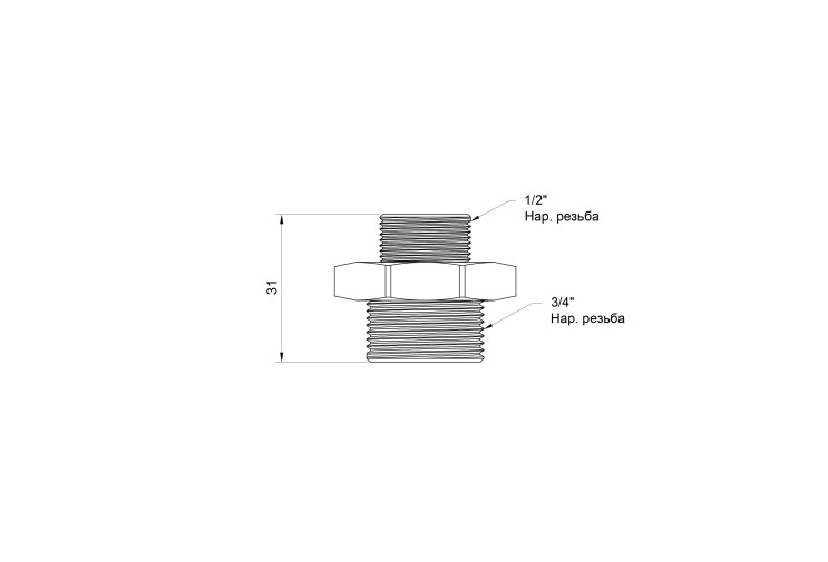 Ниппель Icma 1/2"х3/4" НР №1211 SD00030451 Ниппель Icma 1/2"х3/4" НР №1211 SD00030451
